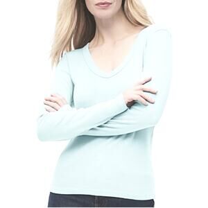 Michael Stars Layla Long Sleeve V-Neck Tee Seafoam Mist One Size NWT $88